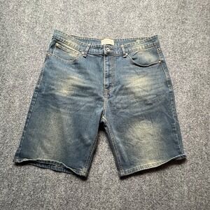 Smith & Mills Mens Denim Shorts Jorts 36 Relaxed Fade Medium Wash Stretch